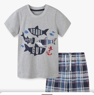 Gray & Navy 'Brave Little Guy' Kids Short-Sleeve Set